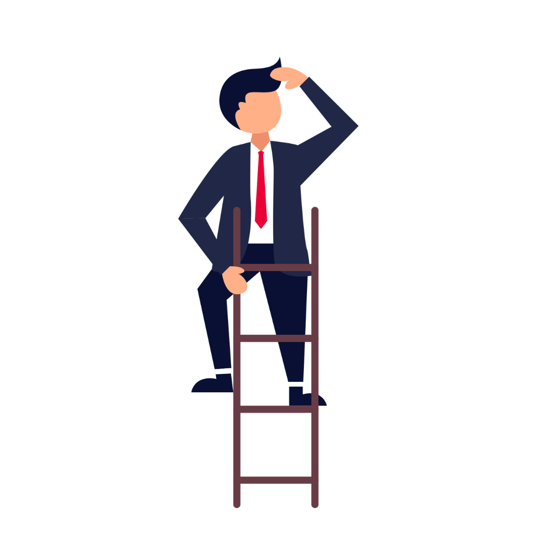 a man standing on a ladder