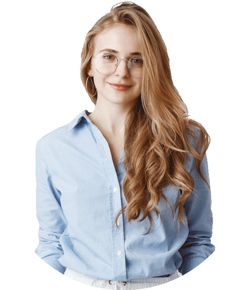 a woman with long blonde hair wearing glasses