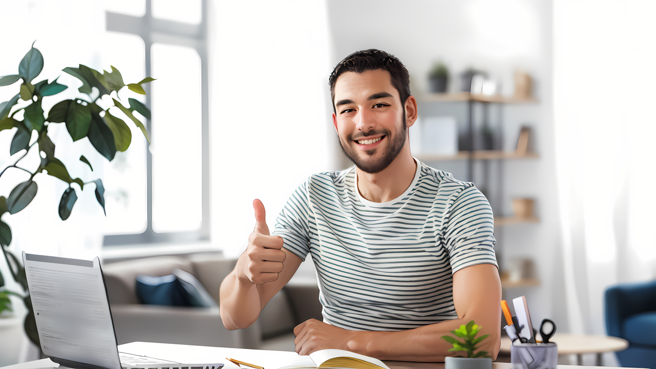 Smiling professional giving a thumbs up, symbolizing satisfaction with recruitment services in Belgium and Europe